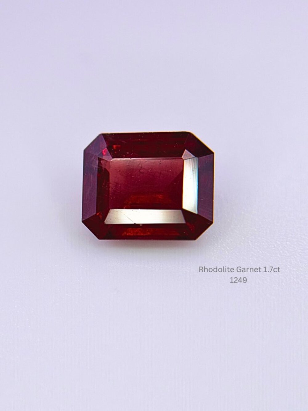 Natural 1.70 Ct Rhodolite Garnet Emerald Cut Loose Gemstone Rich Raspberry Red